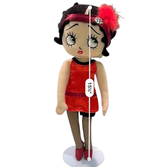Betty Boop Rag Doll in Red Dress with Purple I love you Heart - Picture 4 of 8